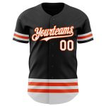 Personalized Black White Orange Line Baseball Jersey for Custom Team Wear Personalized Black White-Orange Line Baseball Jersey