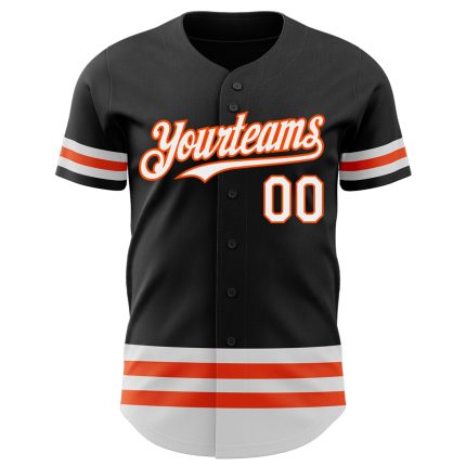 Personalized Black White Orange Line Baseball Jersey for Custom Team Wear Personalized Black White-Orange Line Baseball Jersey
