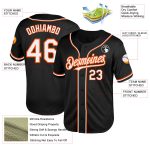 Custom Name and Number Personalized Black White-Orange Mesh Baseball Jersey - Authentic Throwback Design Personalized Black