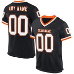 Personalized Black White Orange Mesh Football Jersey - Authentic Throwback Style Personalized Black White-Orange Mesh Authentic