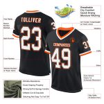 Personalized Black White Orange Mesh Football Jersey - Authentic Throwback Style Personalized Black White-Orange Mesh Authentic