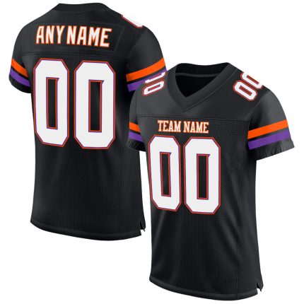 Personalized Black Orange Mesh Football Jersey for Adults and Kids Personalized Black White-Orange Mesh Football Jersey 2
