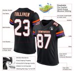 Personalized Black Orange Mesh Football Jersey for Adults and Kids Personalized Black White-Orange Mesh Football Jersey 2