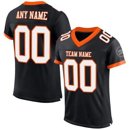 Personalized Black and Orange Football Jersey Mesh 3 - Customizable Sports Wear Personalized Black White-Orange Mesh Football