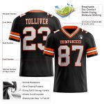 Custom Black White Orange Mesh Football Jersey for Kids Size 4 Personalized Black White-Orange Mesh Football Jersey 4