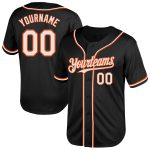 Personalized Black Orange White Mesh Baseball Jersey - Throwback Style Personalized Black White-Orange Mesh Throwback Baseball