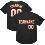 Customizable Black White-Orange Throwback Baseball Jersey for Men - Perfect Gift, Sports Apparel, Casual Wear 3 Personalized