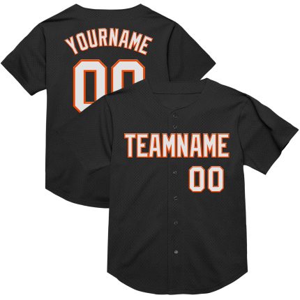 Customizable Black White-Orange Throwback Baseball Jersey for Men - Perfect Gift, Sports Apparel, Casual Wear 3 Personalized