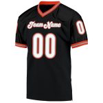 Personalized Black and Orange Throwback Football Jersey Mesh Design Personalized Black White-Orange Mesh Throwback Football