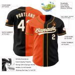 Custom Name and Number Personalized Black White Orange Gold Baseball Jersey - Authentic Split Fashion Team Jersey Personalized