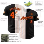 Custom Name Number Authentic Pinstripe Baseball Jersey Black White Orange Split Fashion Team Personalized Black White-Orange