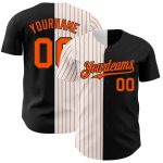 Personalized Black Orange White Pinstripe Fashion Baseball Jersey for Men and Women Personalized Black White-Orange Pinstripe