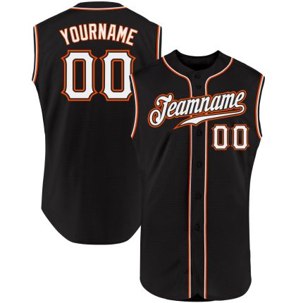 Personalized Black Orange Sleeveless Baseball Jersey for Men and Women Personalized Black White-Orange Sleeveless Baseball