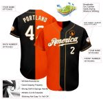 Personalized Black White Orange Split Fashion Baseball Jersey for Men and Women Personalized Black White-Orange Split Fashion