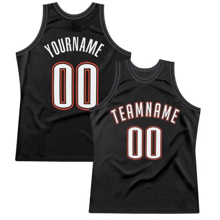 Personalized Black White Orange Basketball Jersey - Retro Throwback Style Personalized Black White-Orange Throwback Basketball