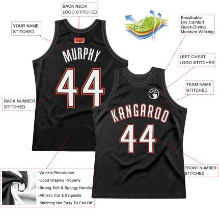 Personalized Black White Orange Basketball Jersey - Retro Throwback Style Personalized Black White-Orange Throwback Basketball