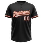 Personalized Unisex Softball Jersey - Black White Orange Two-Button Design Personalized Black White-Orange Two-Button Unisex