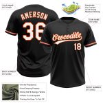Personalized Unisex Softball Jersey - Black White Orange Two-Button Design Personalized Black White-Orange Two-Button Unisex