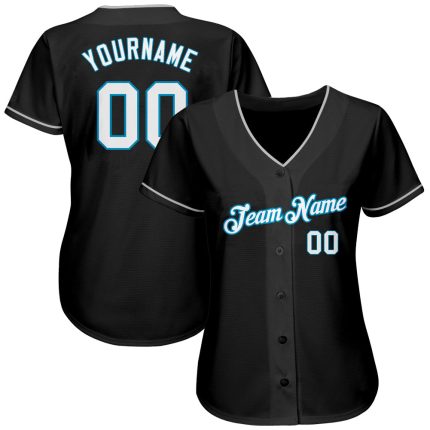 Personalized Black White Panther Blue Authentic Baseball Jersey Custom Name & Number Personalized Black White-Panther Blue