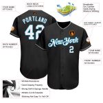 Personalized Black White Panther Baseball Jersey - Custom Blue Design Personalized Black White-Panther Blue Baseball Jersey