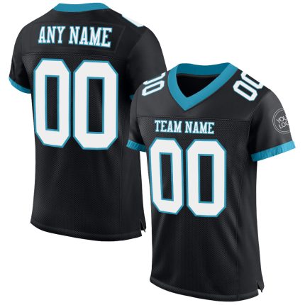 Personalized Black White Panther Football Jersey - Blue Mesh Sports Apparel Personalized Black White-Panther Blue Mesh Football
