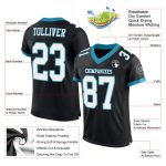Personalized Black White Panther Football Jersey - Blue Mesh Sports Apparel Personalized Black White-Panther Blue Mesh Football