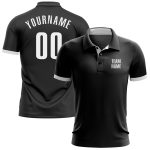 Custom Name & Number Personalized Black White Golf Polo Shirt - Performance Team Apparel Personalized Black White Performance