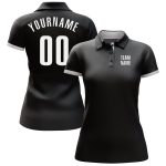 Custom Name & Number Personalized Black White Golf Polo Shirt - Performance Team Apparel Personalized Black White Performance