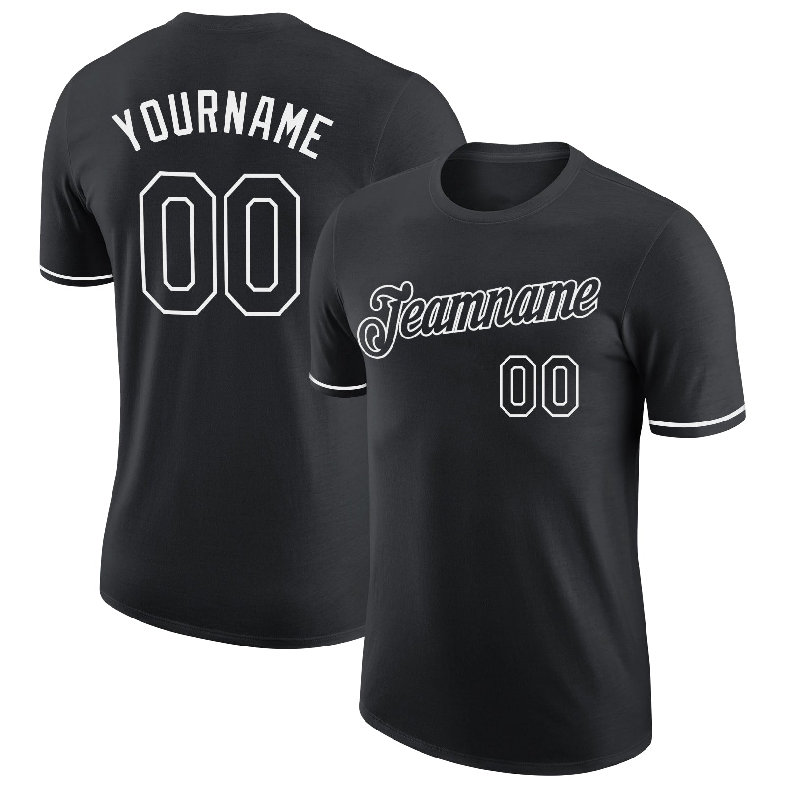 Custom Team Performance T-Shirt with Personalized Name and Number - Black and White Design Personalized Black White Performance