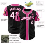 Personalized Baseball Jersey in Black, White, and Pink - Stylish Arm Shapes Design Personalized Black White-Pink 3 Colors