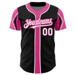 Personalized Baseball Jersey in Black, White, and Pink - Stylish Arm Shapes Design Personalized Black White-Pink 3 Colors