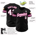 Customizable Authentic Black White-Pink Baseball Jersey with Name and Number - Personalized Team Gear Personalized Black