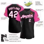 Custom Name Number Baseball Jersey - Personalized Black White Pink Authentic Raglan Sleeves Team Gear Personalized Black