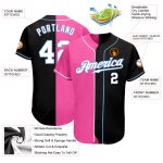 Custom Name and Number Black White Pink Fashion Baseball Jersey - Personalized Authentic Team Apparel Personalized Black