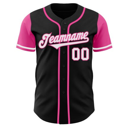 Custom Two Tone Baseball Jersey - Personalized Black White-Pink Team Jersey with Name and Number Personalized Black White-Pink