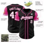Custom Two Tone Baseball Jersey - Personalized Black White-Pink Team Jersey with Name and Number Personalized Black White-Pink