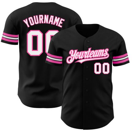 Personalized Black and Pink Baseball Jersey for Women and Men, Custom Team Jersey, Stylish Sportswear Personalized Black
