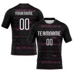Custom Name Number Volleyball Jersey - Personalized Black White Pink Bright Lines Team Uniform Personalized Black White-Pink