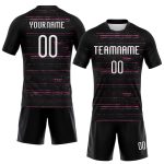 Custom Name Number Volleyball Jersey - Personalized Black White Pink Bright Lines Team Uniform Personalized Black White-Pink