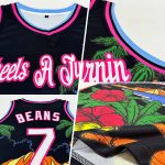 Custom Name and Number Basketball Jersey - Tropical Beach Hawaii Palm Trees 3D Pattern Black White Pink Light Blue Personalized