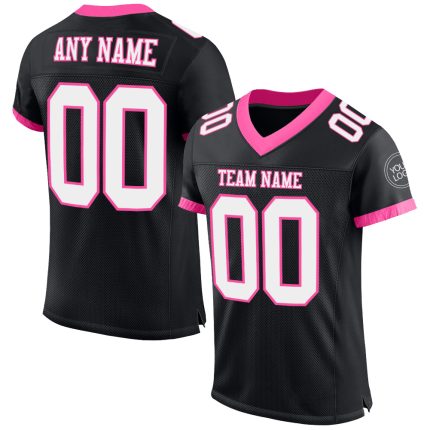 Personalized Black Pink White Mesh Football Jersey - Custom Sports Apparel for Fans Personalized Black White-Pink Mesh Football