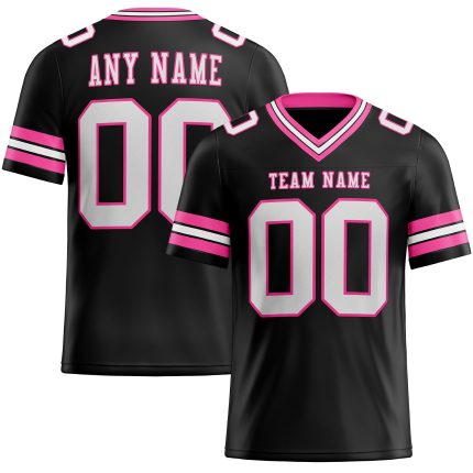 Personalized Football Jersey Black White Pink Mesh for Men and Women 3 Personalized Black White-Pink Mesh Football Jersey