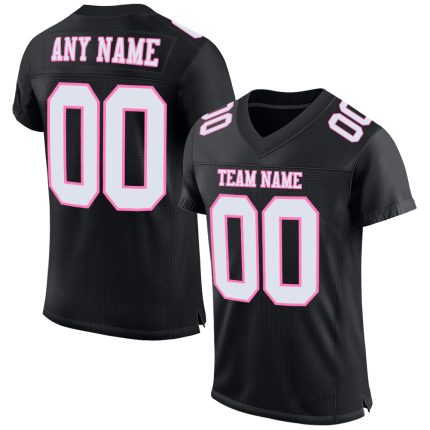 Personalized Mesh Football Jersey in Black White Pink for Men and Women Personalized Black White-Pink Mesh Football Jersey