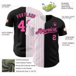 Personalized Black White Pink Pinstripe Fashion Baseball Jersey for Men and Women Personalized Black White-Pink Pinstripe