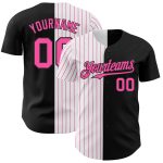 Personalized Black White Pink Pinstripe Fashion Baseball Jersey for Men and Women Personalized Black White-Pink Pinstripe