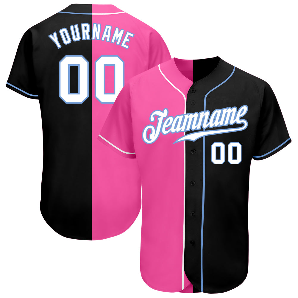 Personalized Black White Pink Fashion Baseball Jersey for Men and Women Personalized Black White-Pink Split Fashion Baseball