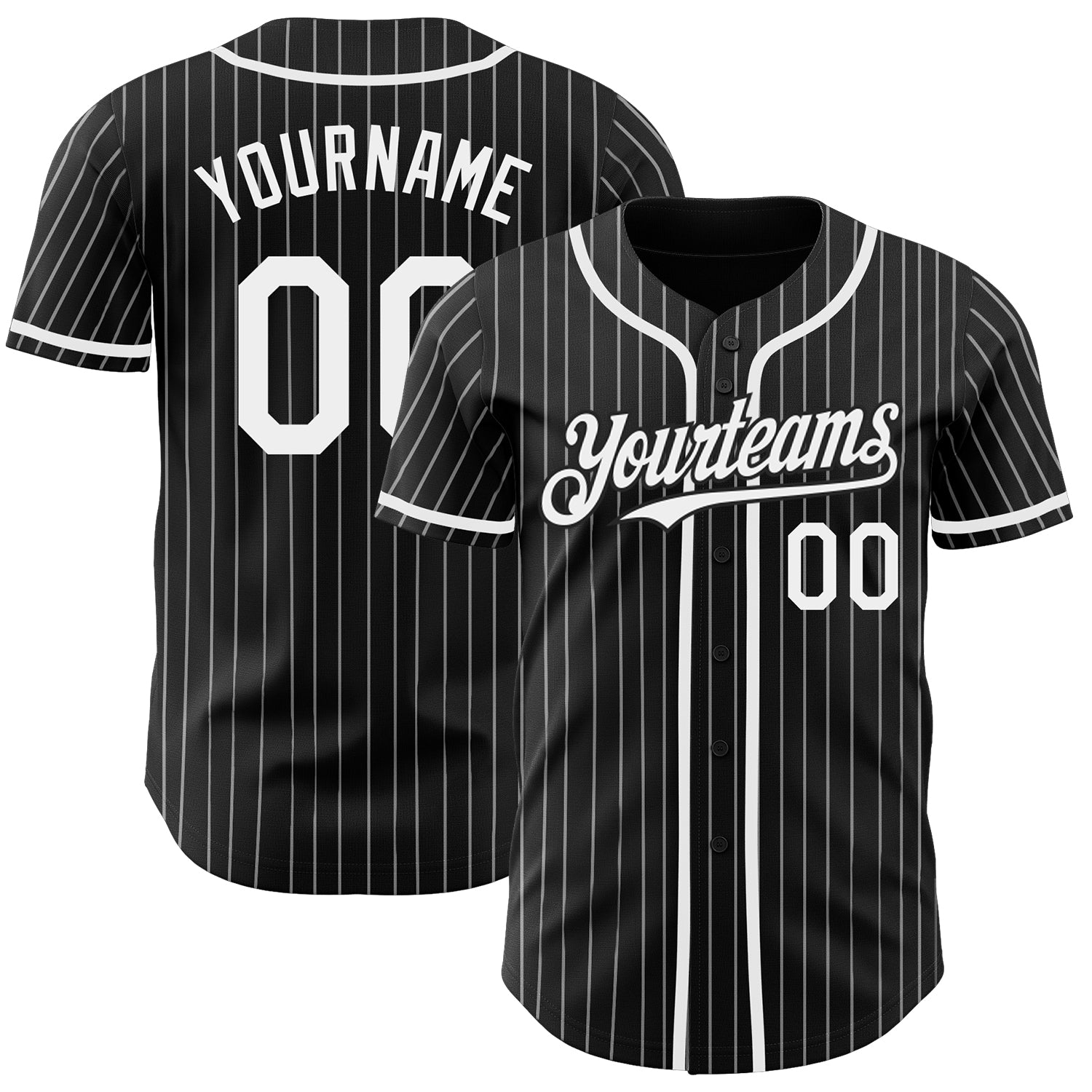 Custom Team Name Number Personalized Black White Pinstripe Baseball Jersey Personalized Black White Pinstripe Authentic Baseball