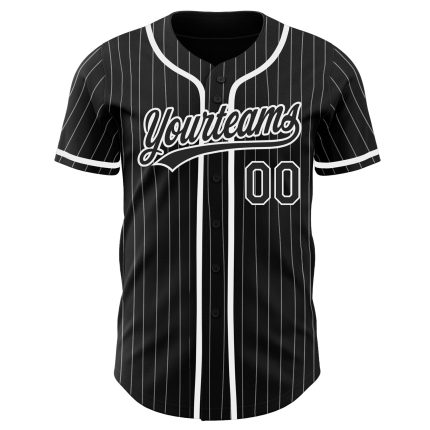 Personalized Black White Pinstripe Baseball Jersey - Custom Team Apparel Personalized Black White Pinstripe Black Baseball