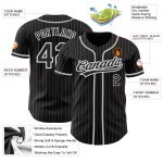 Custom Name and Number Black-Gray Pinstripe Authentic Baseball Jersey Personalized Black White Pinstripe Black-Gray Authentic