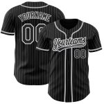 Custom Name and Number Black-Gray Pinstripe Authentic Baseball Jersey Personalized Black White Pinstripe Black-Gray Authentic